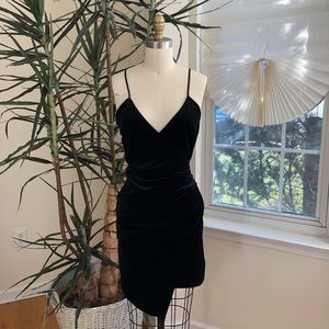 Sunset + Spring asymmetric velvet low back dress